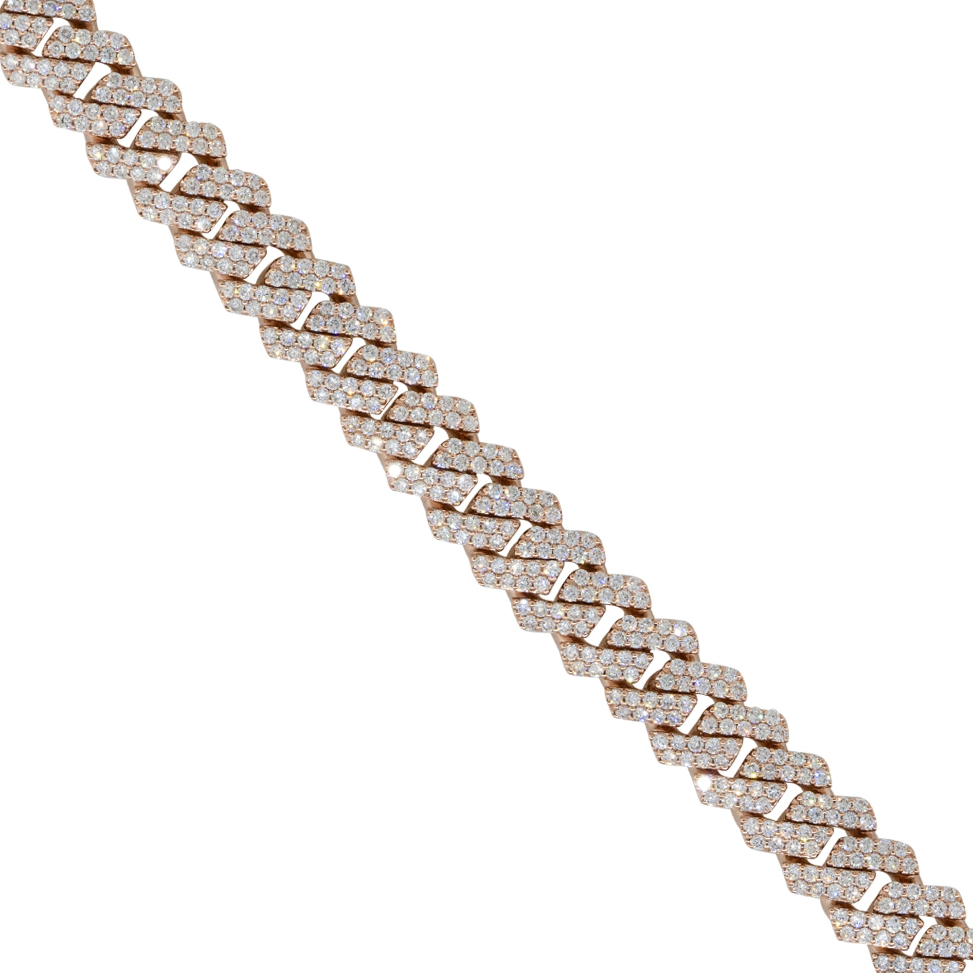 10k Rose Gold 7.57ctw All Diamond Pave Cuban Link Bracelet