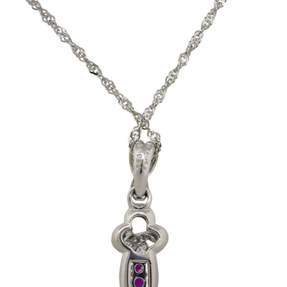 18k White Gold 0.99ct Ruby Diamond Pave Cross Pendant Necklace