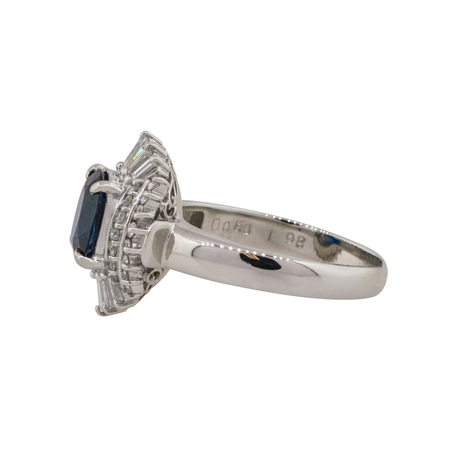 Platinum 1.98ct Oval Sapphire Center Diamond Cocktail Ring