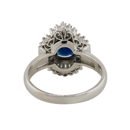 Platinum 1.98ct Oval Sapphire Center Diamond Cocktail Ring