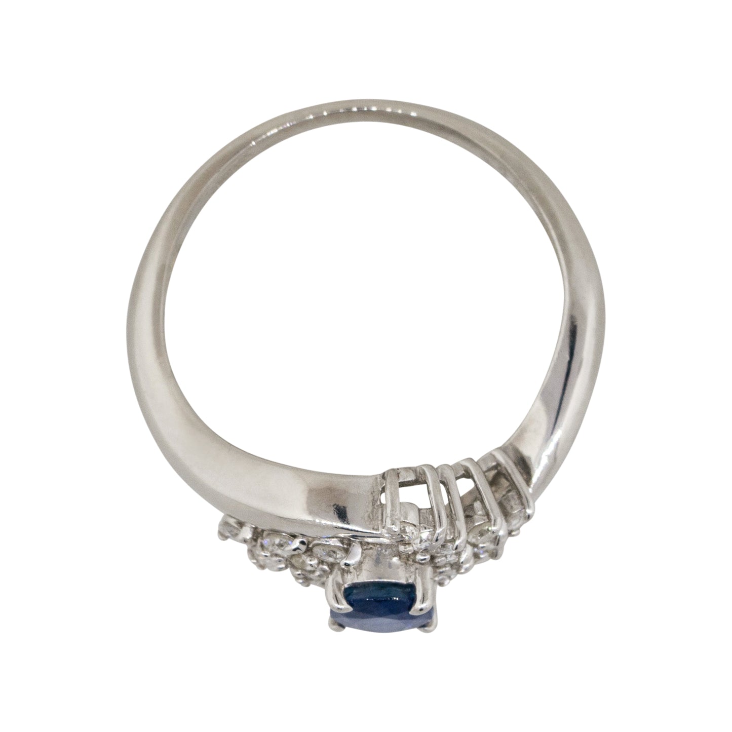 Platinum 0.48ct Oval Cut Sapphire Diamond Cocktail Spiral Ring