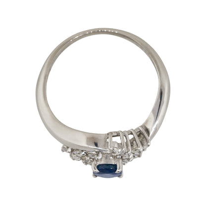 Platinum 0.48ct Oval Cut Sapphire Diamond Cocktail Spiral Ring
