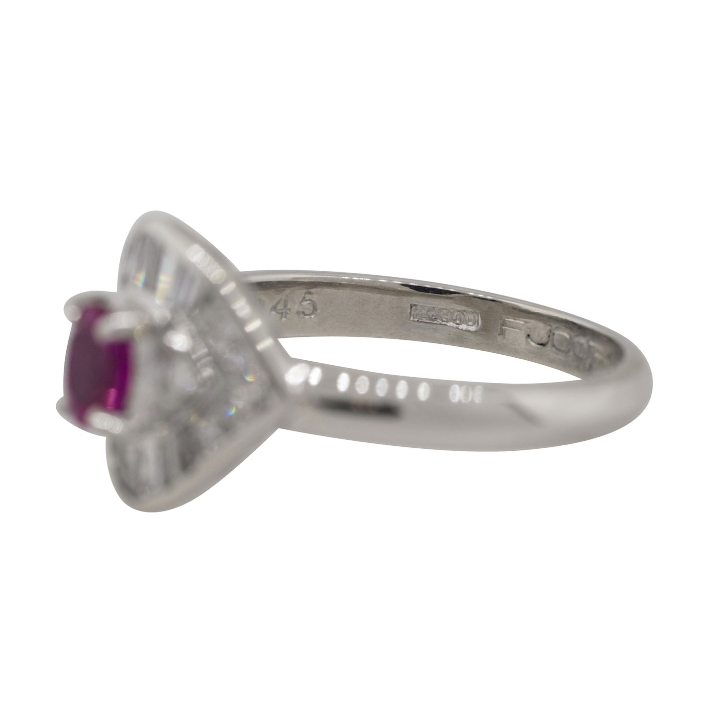 Platinum 0.47ct Oval Ruby Eye with Diamonds Cocktail Ring