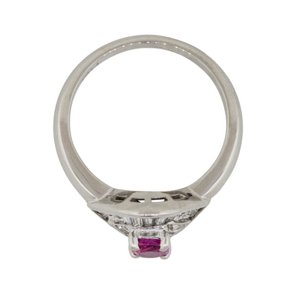 Platinum 0.47ct Oval Ruby Eye with Diamonds Cocktail Ring