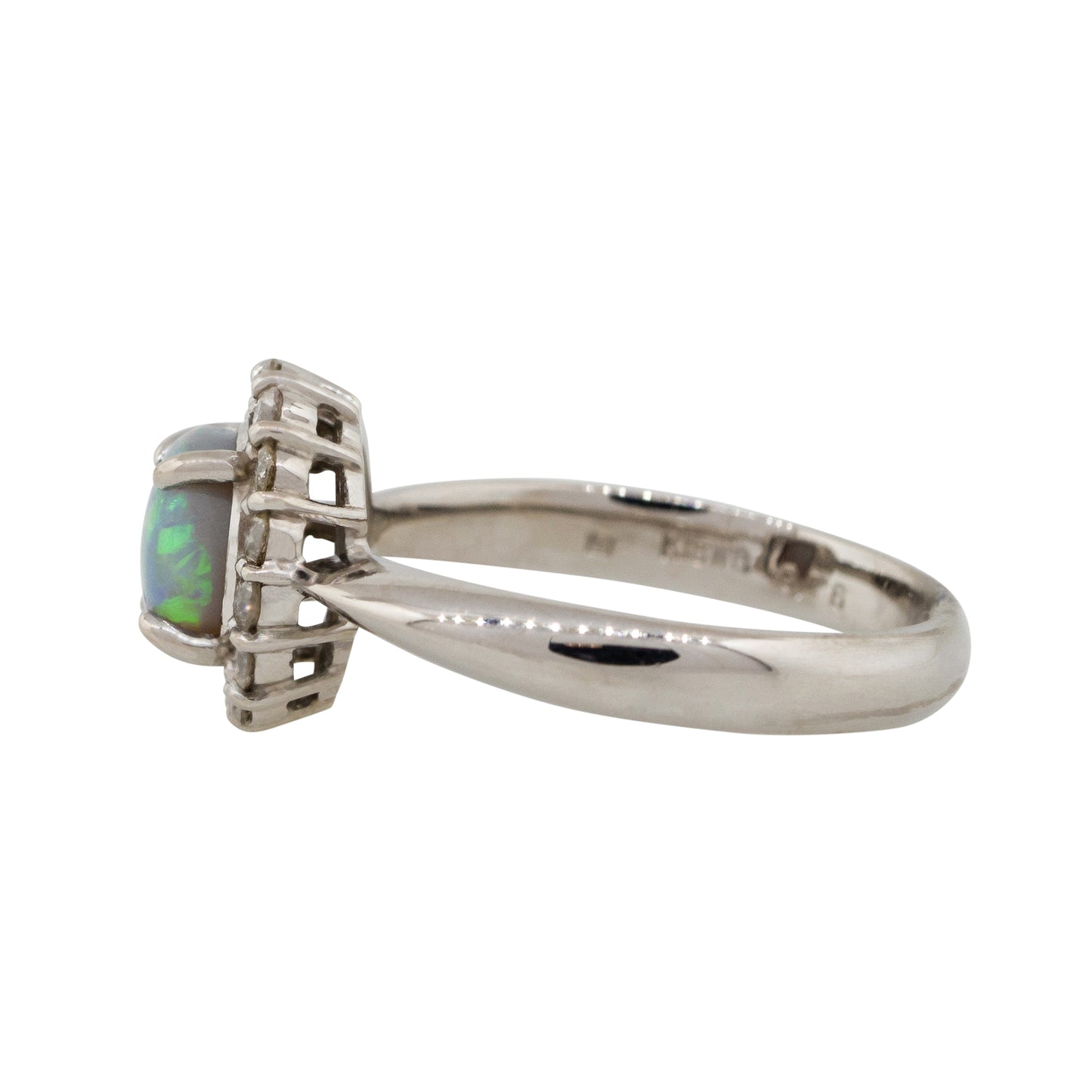 Platinum 0.76ct Oval Opal Diamond Halo Cocktail Ring