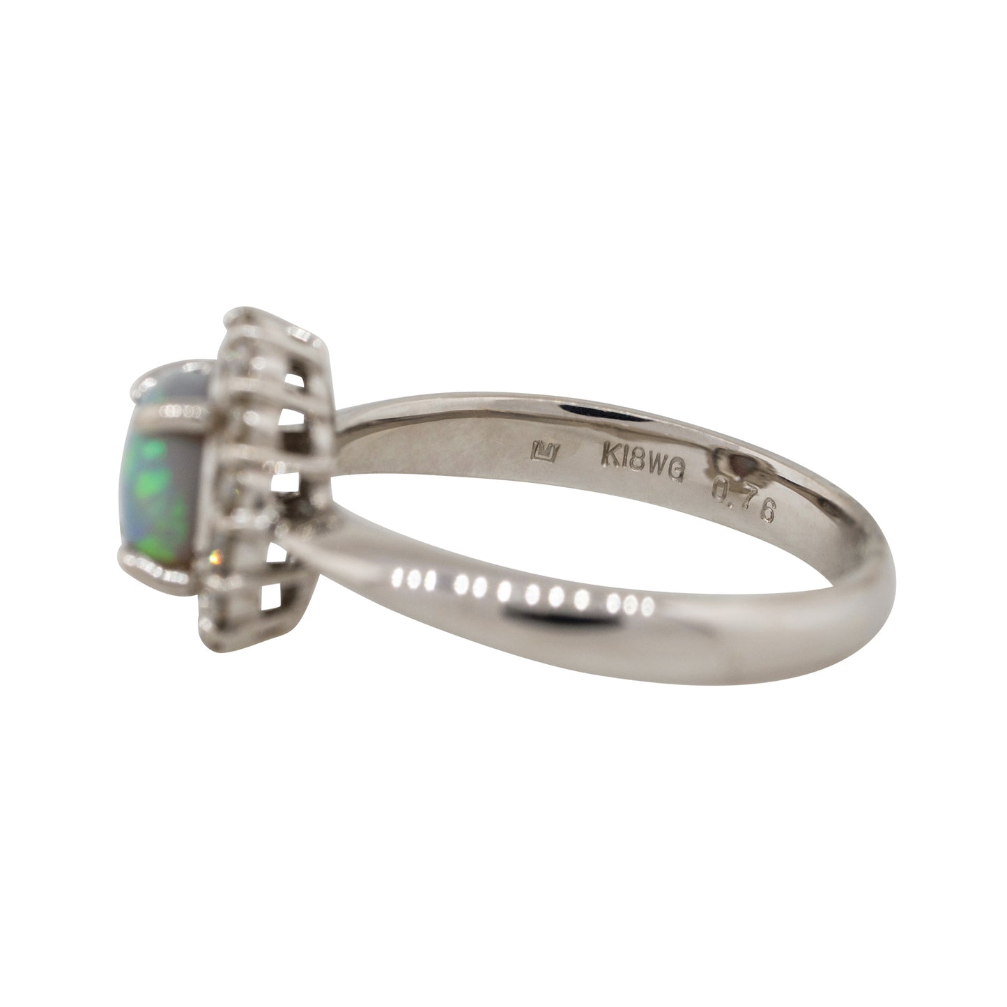 Platinum 0.76ct Oval Opal Diamond Halo Cocktail Ring