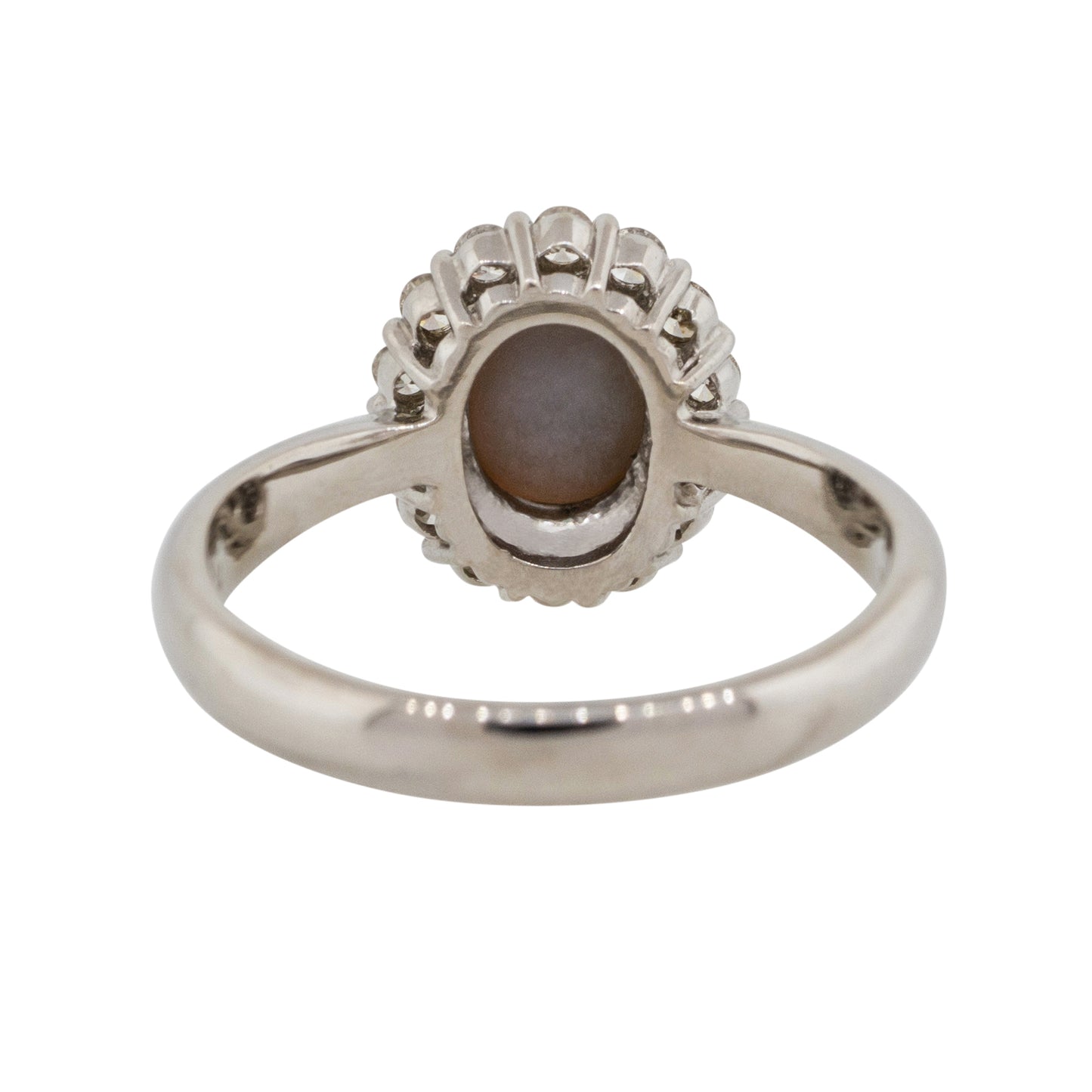 Platinum 0.76ct Oval Opal Diamond Halo Cocktail Ring