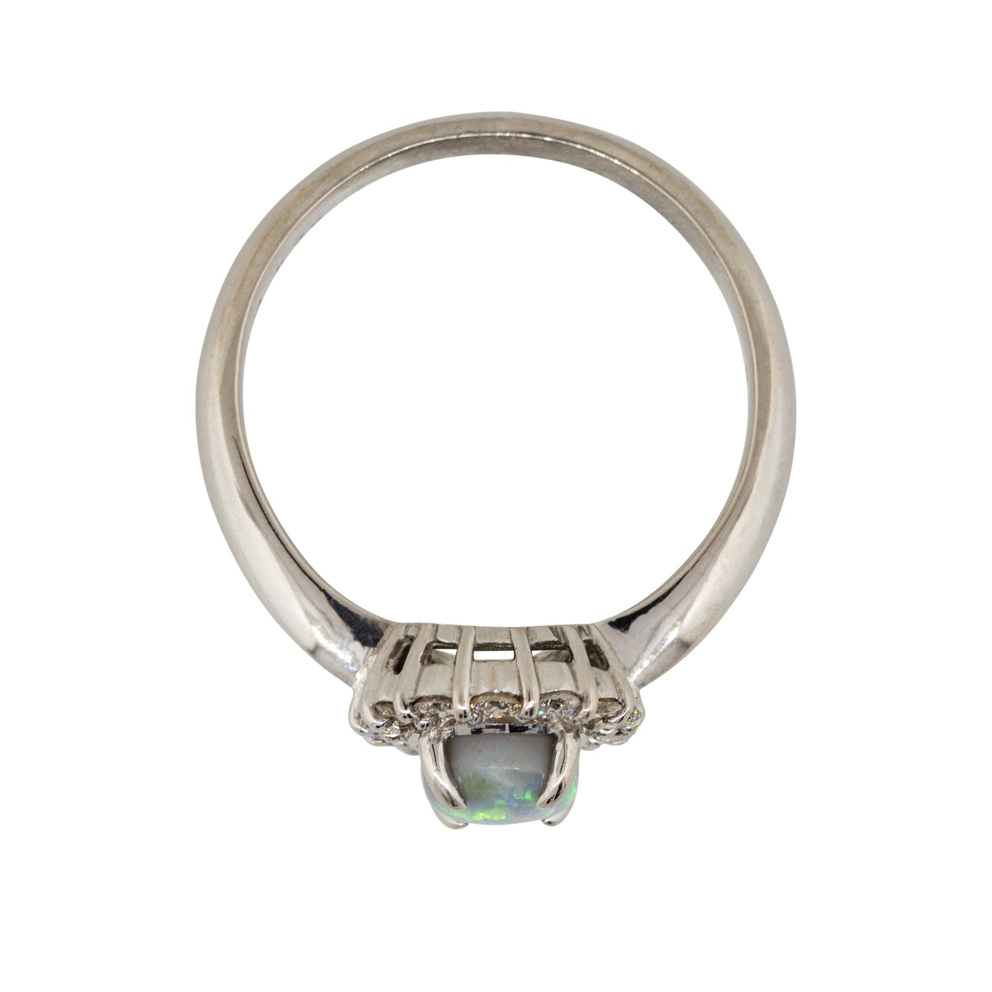 Platinum 0.76ct Oval Opal Diamond Halo Cocktail Ring