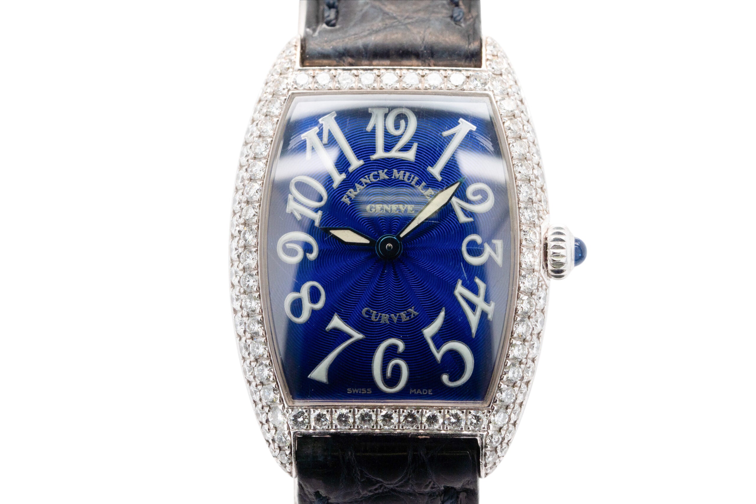 Franck Muller Geneve Cintree Curvex Blue Dial with Diamond White Gold Bezel