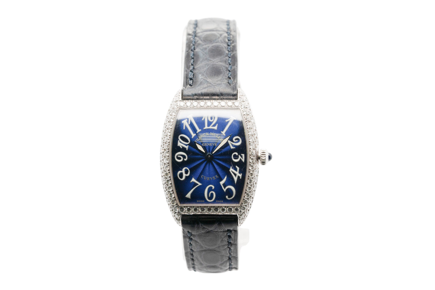 Franck Muller Geneve Cintree Curvex Blue Dial with Diamond White Gold Bezel