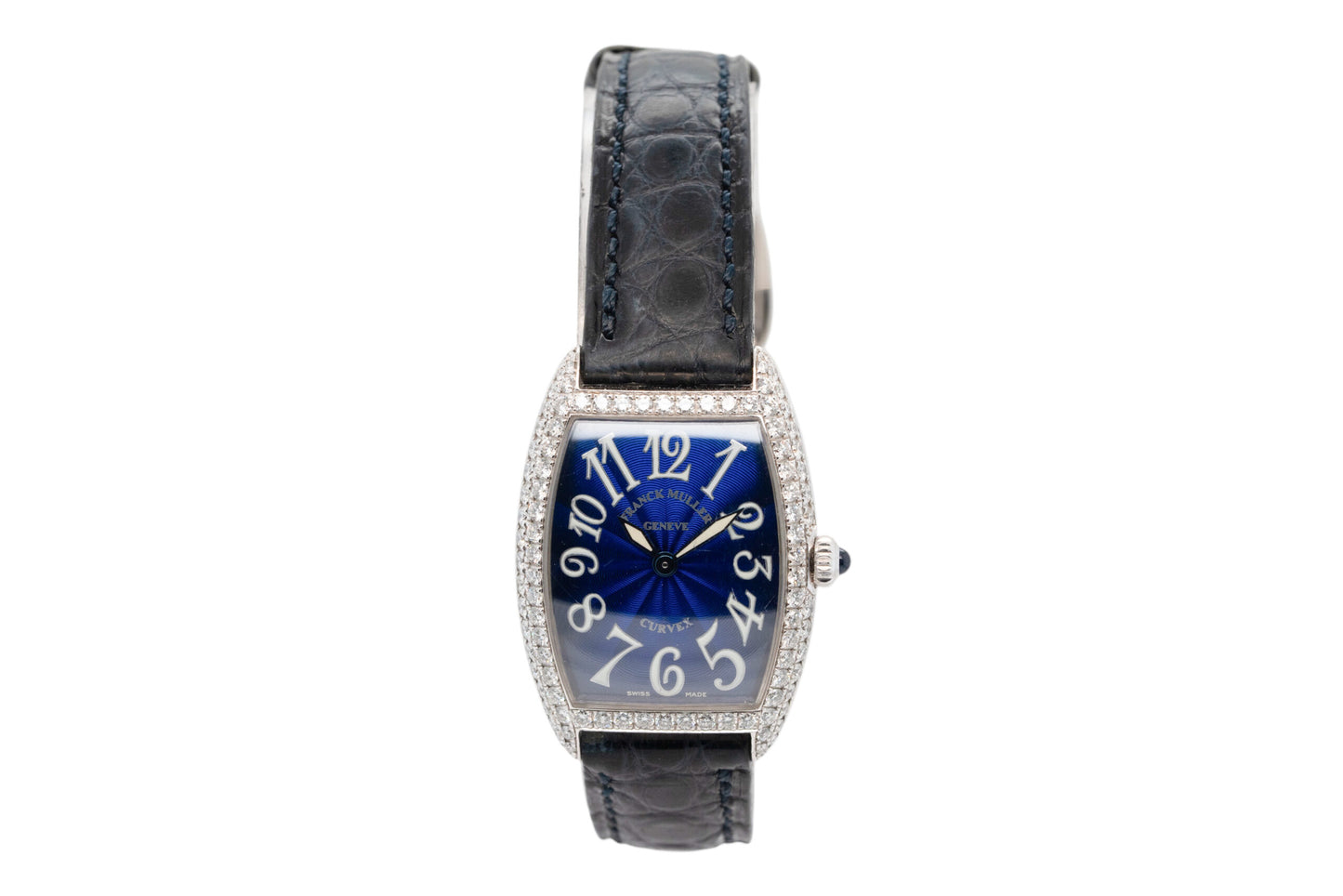 Franck Muller Geneve Cintree Curvex Blue Dial with Diamond White Gold Bezel