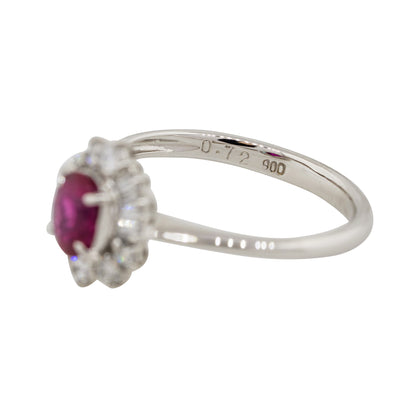 Platinum 0.72ct Oval Shape Center Diamond Cocktail Ring