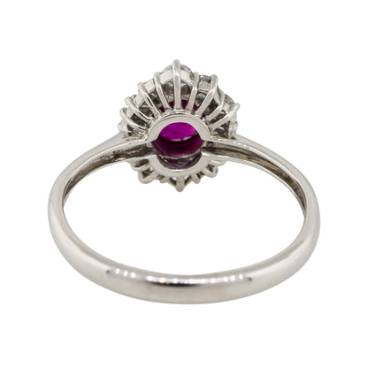 Platinum 0.72ct Oval Shape Center Diamond Cocktail Ring