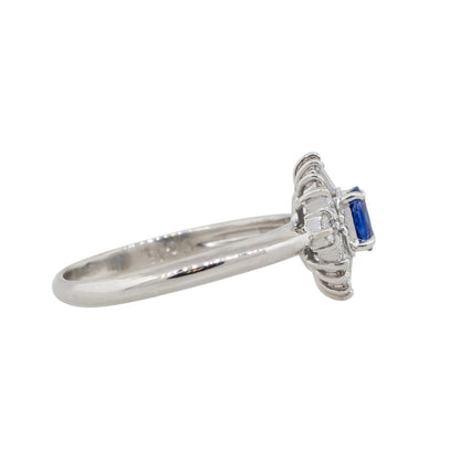 Platinum 0.52ct Oval Cut Sapphire Center Diamond Cocktail Ring