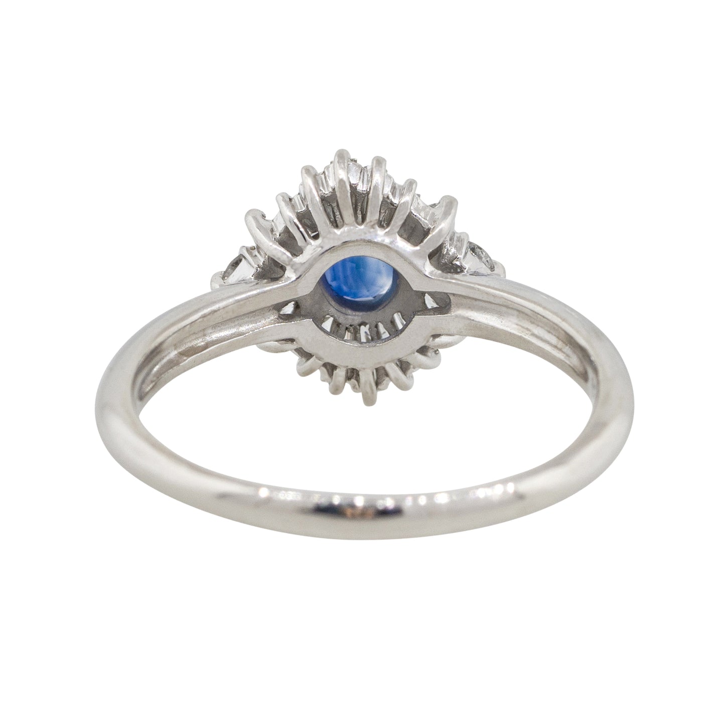 Platinum 0.52ct Oval Cut Sapphire Center Diamond Cocktail Ring