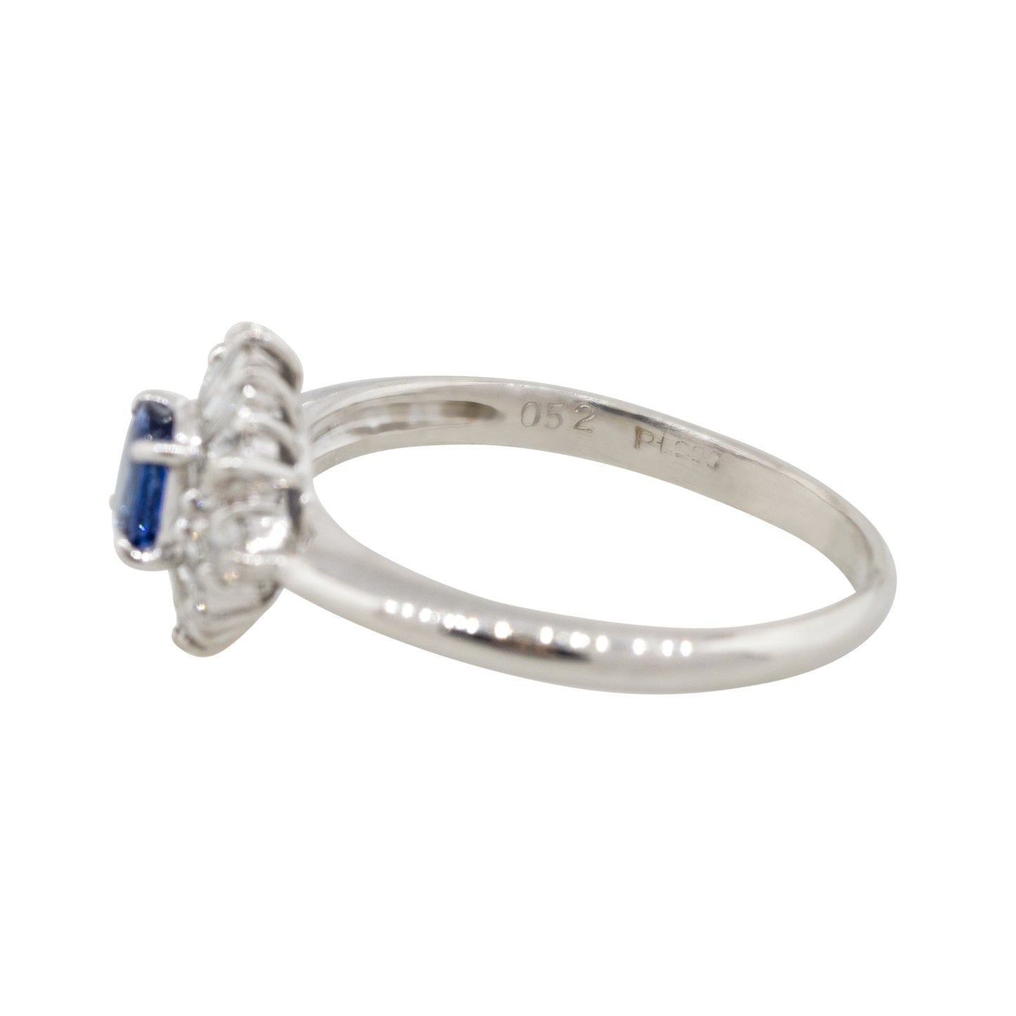 Platinum 0.52ct Oval Cut Sapphire Center Diamond Cocktail Ring