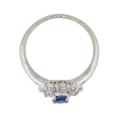 Platinum 0.52ct Oval Cut Sapphire Center Diamond Cocktail Ring
