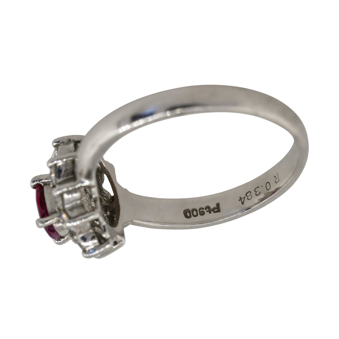 Platinum 0.38ct Oval Ruby Diamond Halo Flower Ring