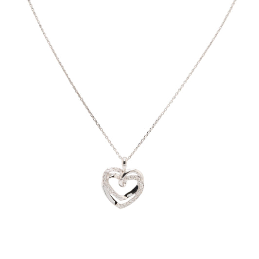 14k White Gold 0.45ctw Natural Round Brilliant Diamond Heart Pendant Necklace