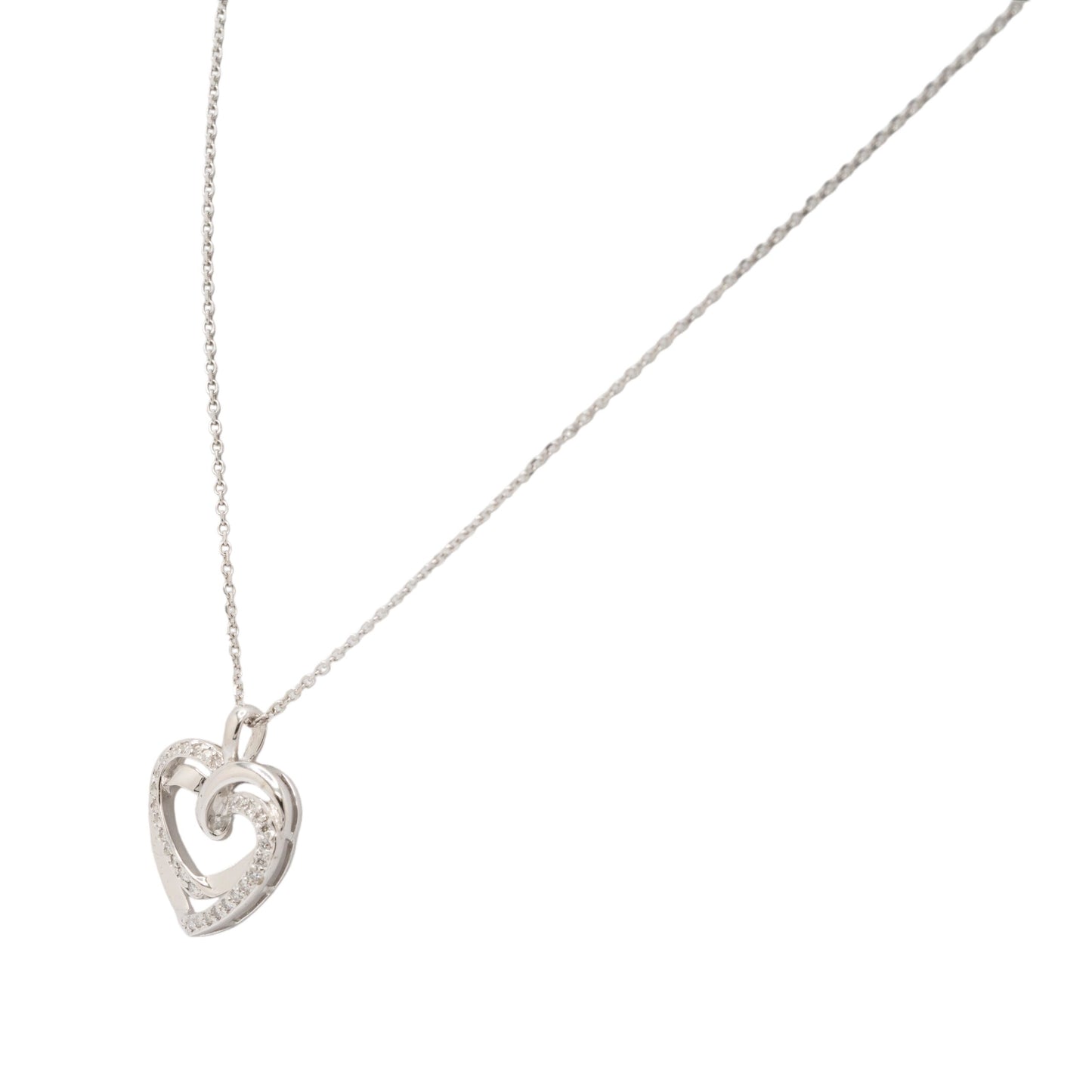 14k White Gold 0.45ctw Natural Round Brilliant Diamond Heart Pendant Necklace