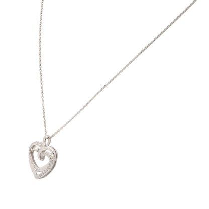 14k White Gold 0.45ctw Natural Round Brilliant Diamond Heart Pendant Necklace