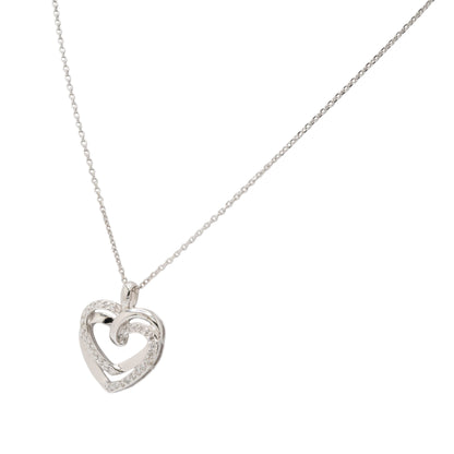 14k White Gold 0.45ctw Natural Round Brilliant Diamond Heart Pendant Necklace
