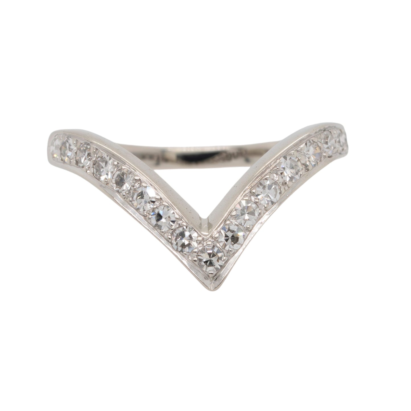 14k White Gold 0.26ctw Natural Round Brilliant Diamond V Shaped Ring