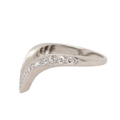 14k White Gold 0.26ctw Natural Round Brilliant Diamond V Shaped Ring