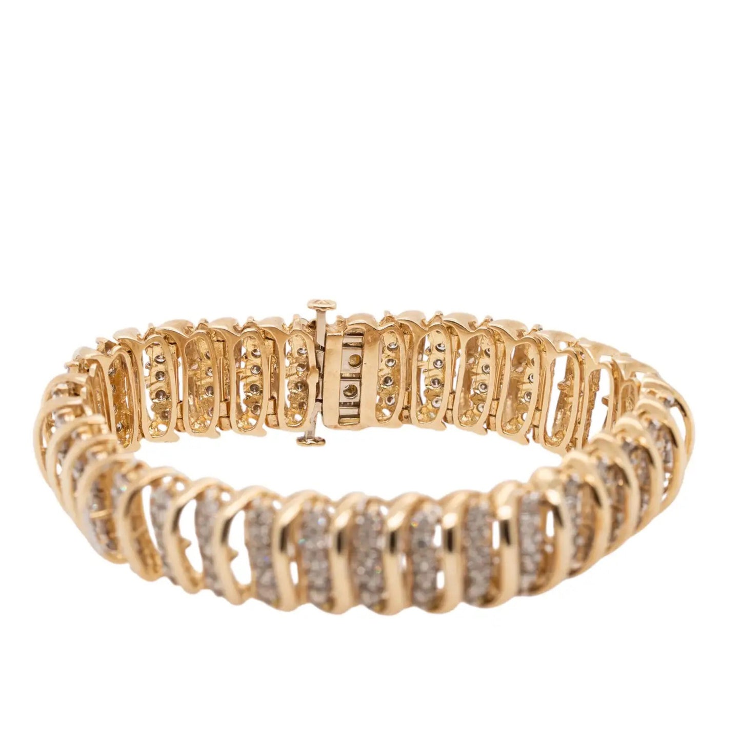 10k Yellow Gold 5ctw Natural Diamond Vintage Snake Bracelet