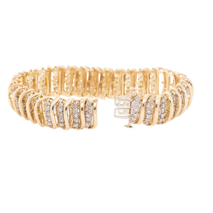 10k Yellow Gold 5ctw Natural Diamond Vintage Snake Bracelet