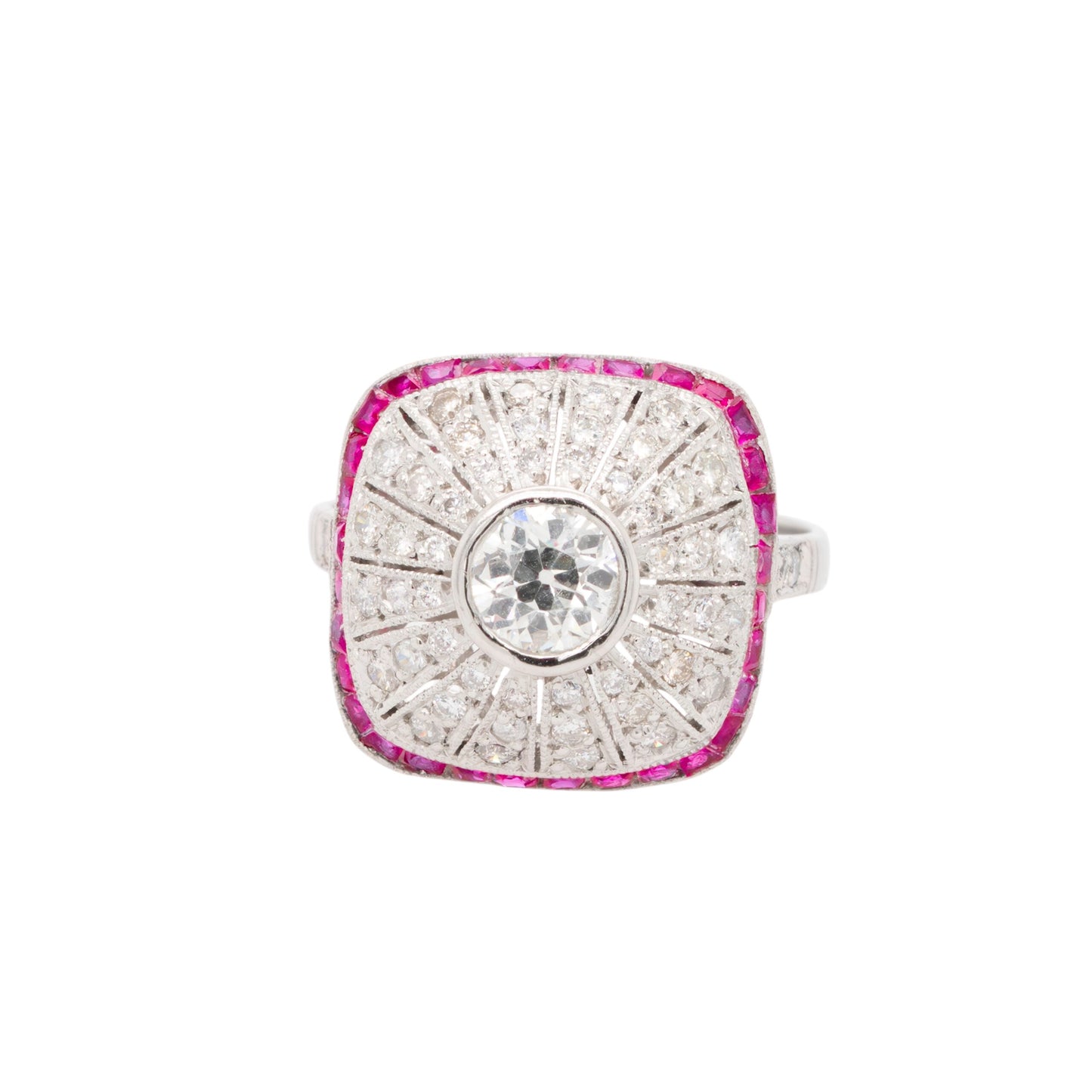Platinum 1ct Diamond and 0.50ctw Ruby Ring