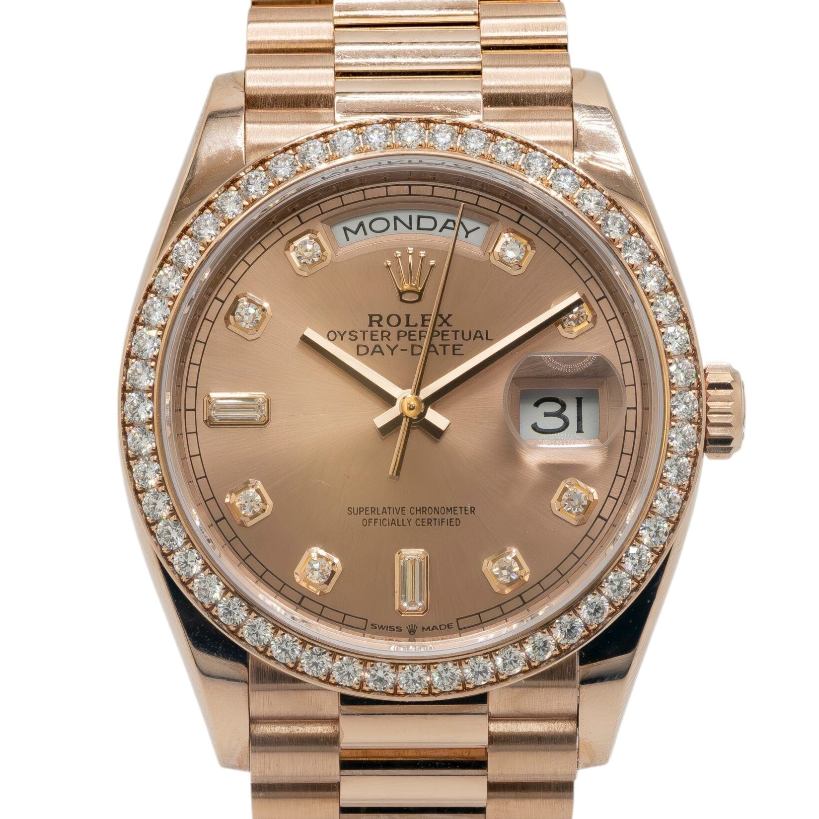 Rolex 128345RBR Day-Date 36mm All Factory Diamond Dial and Bezel Watch