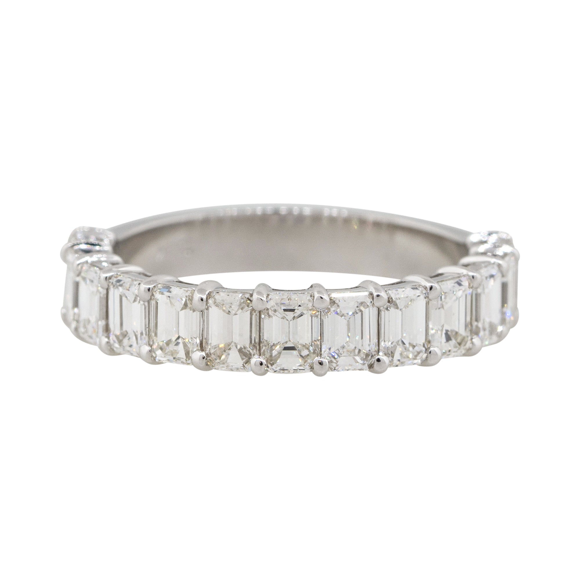 18k White Gold 2.27ctw Emerald Cut Diamond Halfway Wedding Band