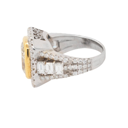 18k White Gold Fancy Yellow Diamond Ring