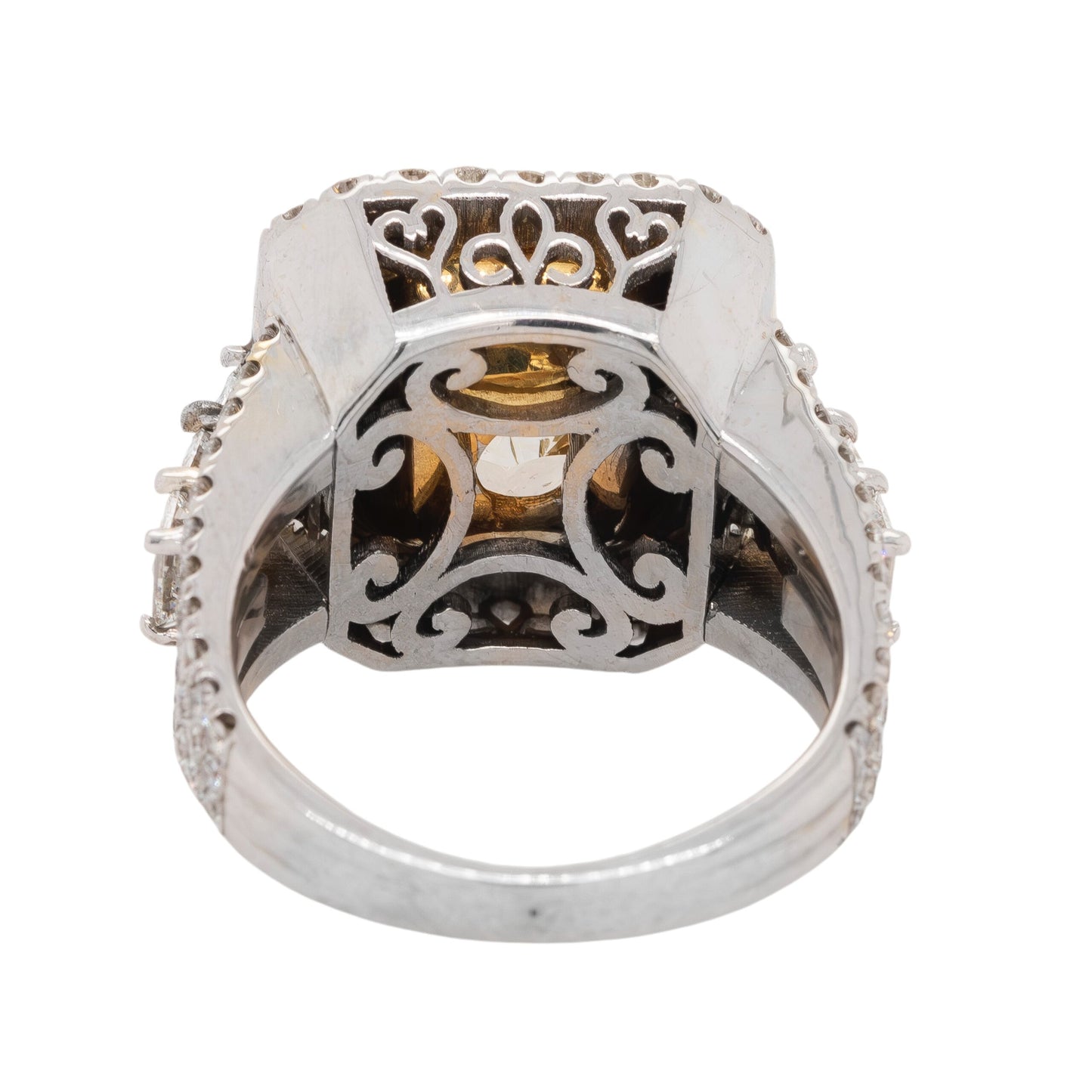 18k White Gold Fancy Yellow Diamond Ring