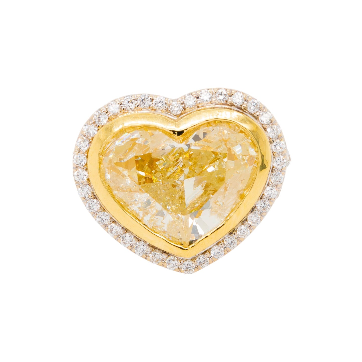18k White Gold Fancy Yellow Heart-Shaped Diamond Ring