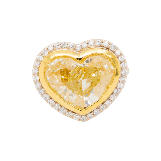 18k White Gold Fancy Yellow Heart-Shaped Diamond Ring