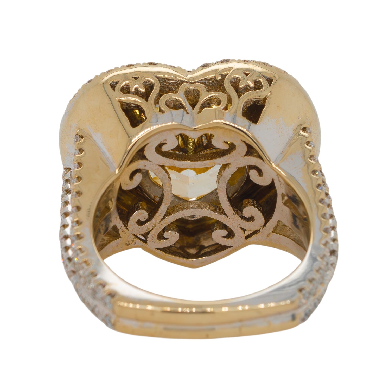 18k White Gold Fancy Yellow Heart-Shaped Diamond Ring