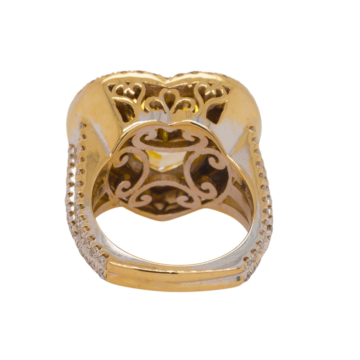 18k White Gold Fancy Yellow Heart-Shaped Diamond Ring