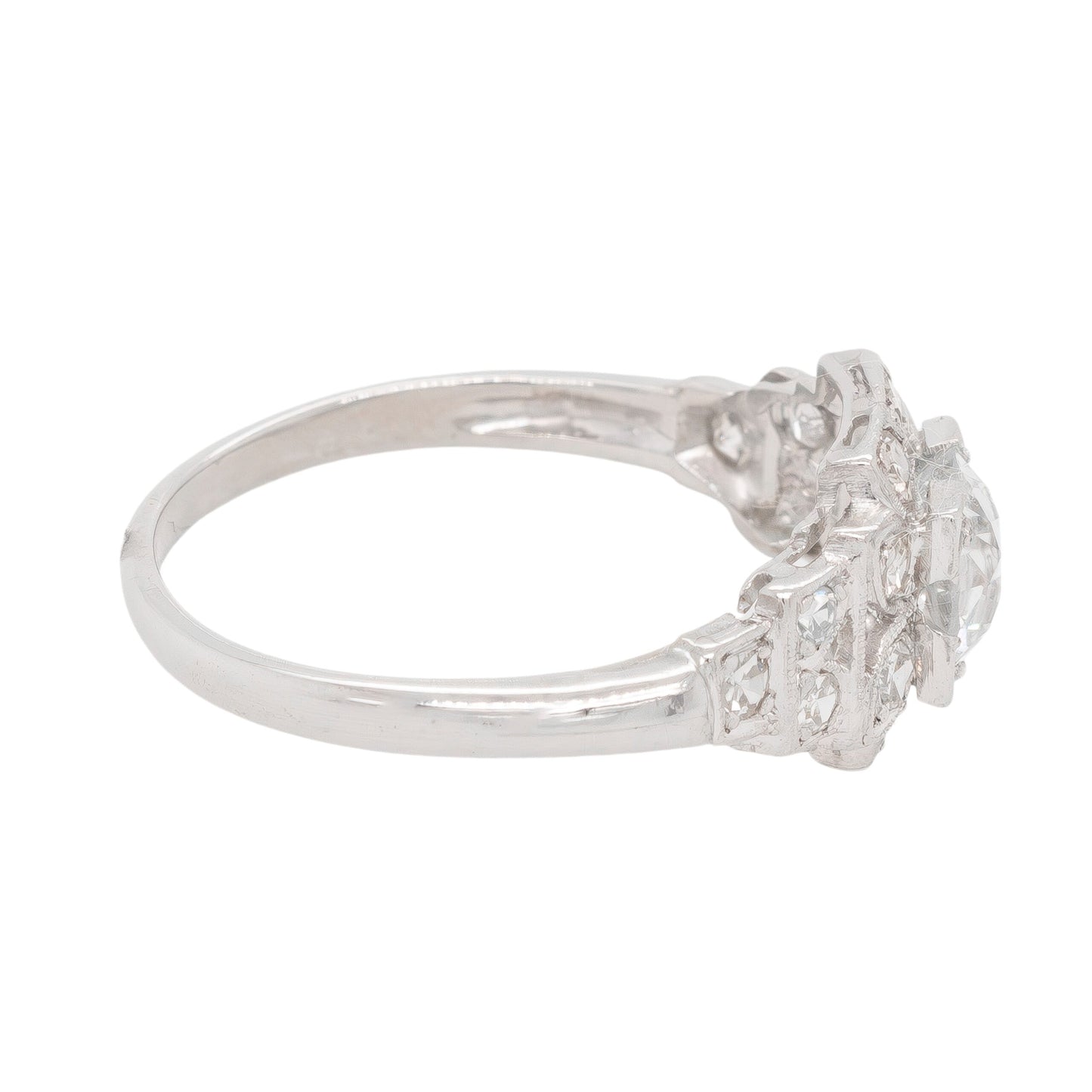 Vintage Platinum GIA Certified 1.09ct Old European Cut Diamond Engagement Ring