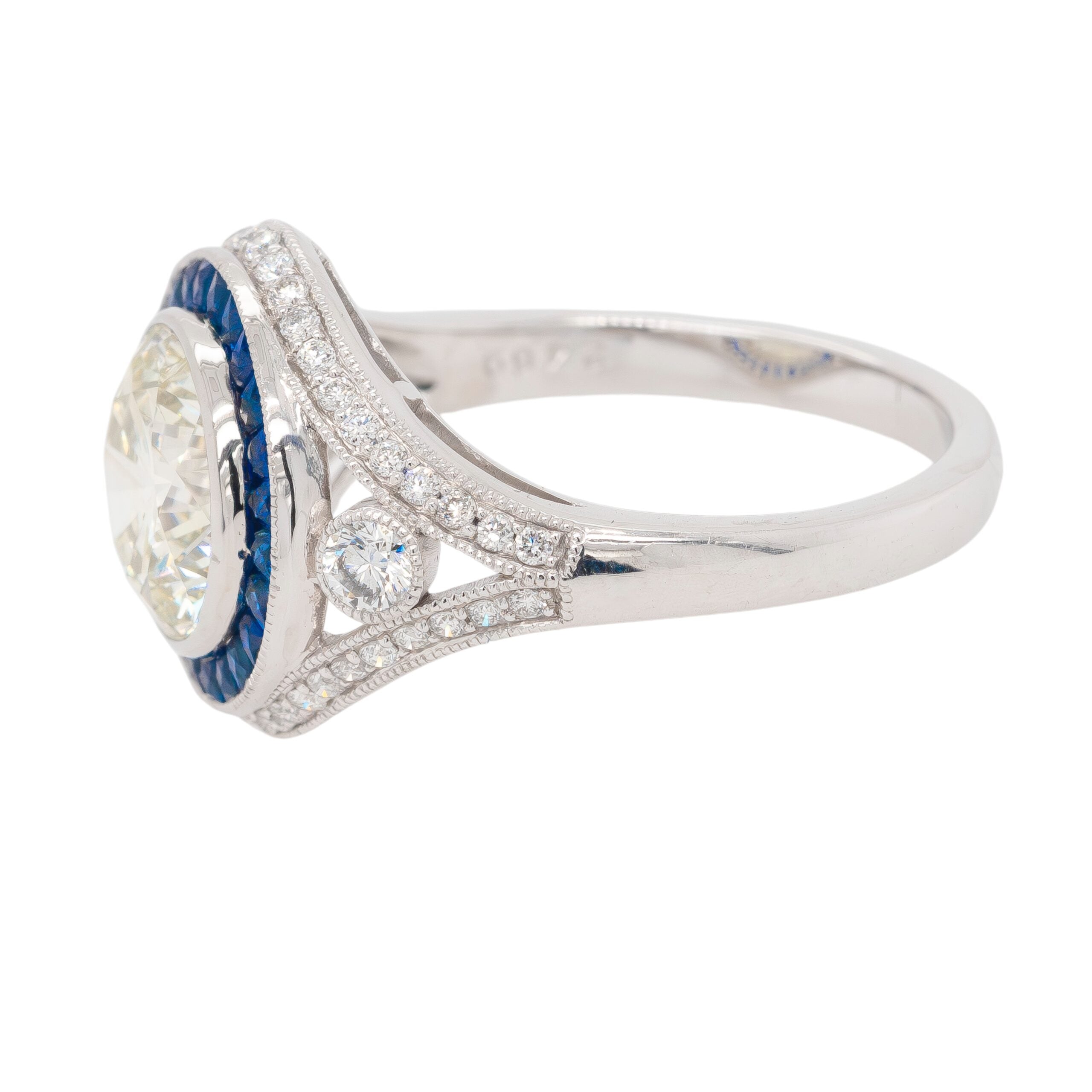 Platinum 3.44ctw Diamond and Sapphire Ring