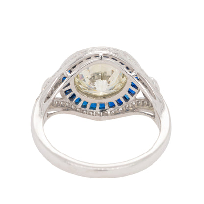 Platinum 3.44ctw Diamond and Sapphire Ring