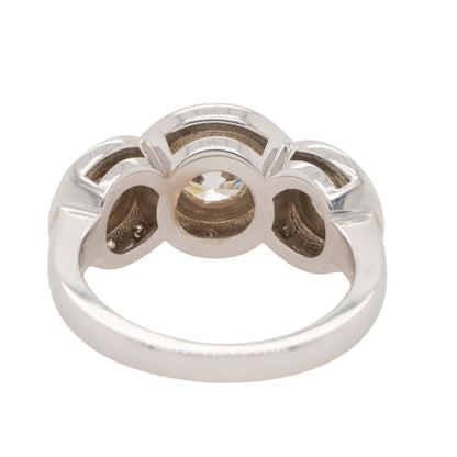 18k White Gold 1.9ctw Three-Stone Diamond Halo Ring