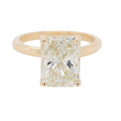 14k Yellow Gold GIA Certified 4.01ct Radiant-Cut Natural Diamond Solitaire Ring