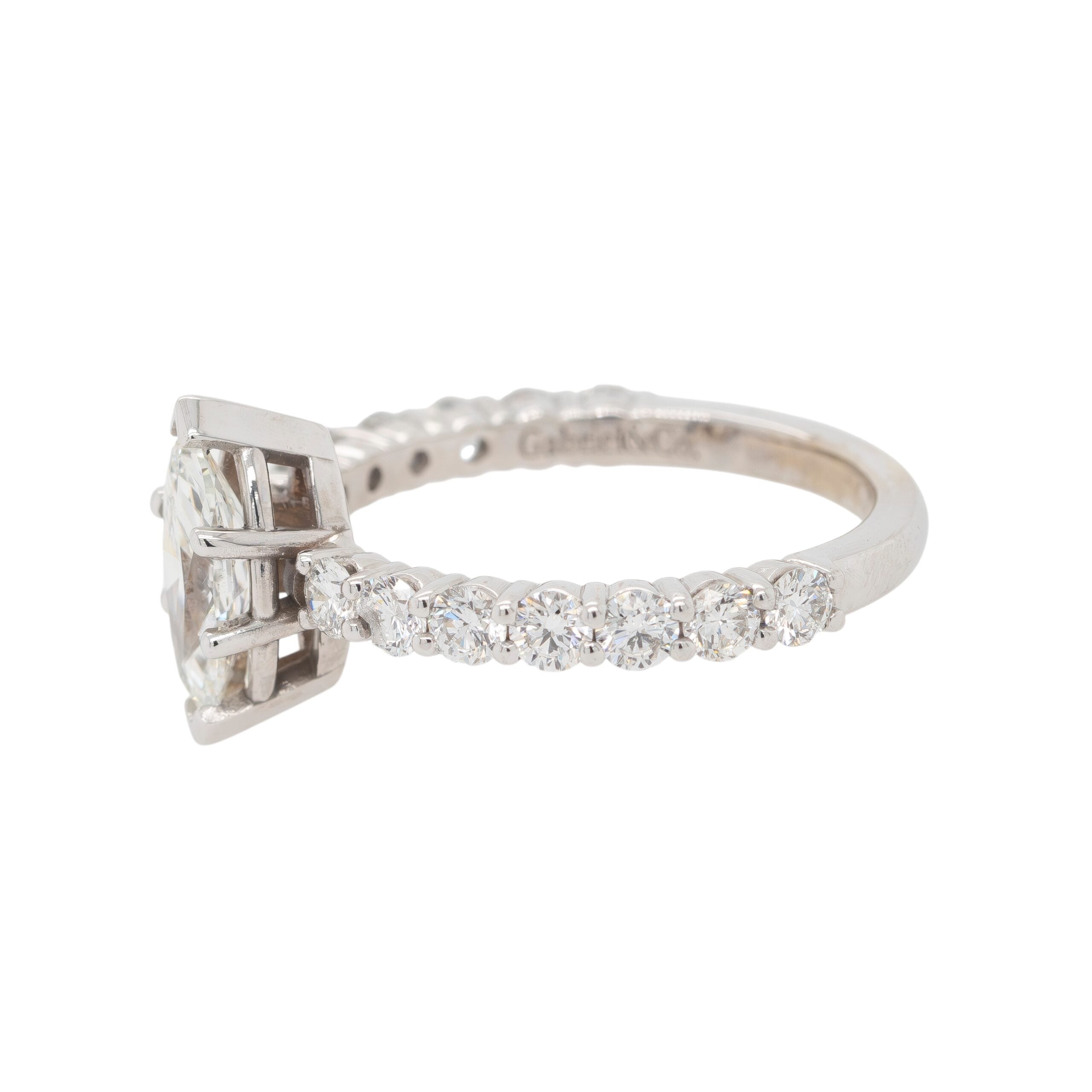 Gabriel & Co. 14k White Gold HRD Certified 0.94ct Marquise Diamond Engagement Ring