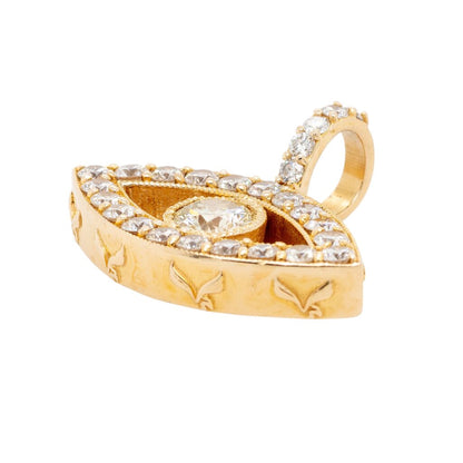 14k Yellow Gold 1.66ctw Evil Eye Diamond Charm Pendant on a 14k Yellow Gold 8.62 ctw Diamond 22" Tennis Chain Necklace