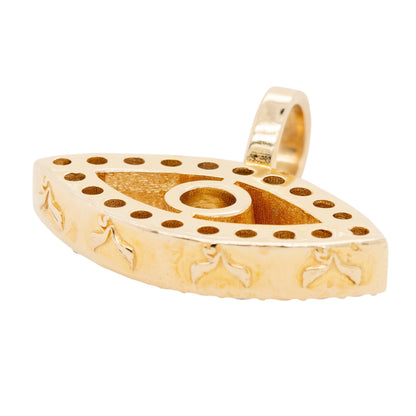 14k Yellow Gold 1.66ctw Evil Eye Diamond Charm Pendant on a 14k Yellow Gold 8.62 ctw Diamond 22" Tennis Chain Necklace