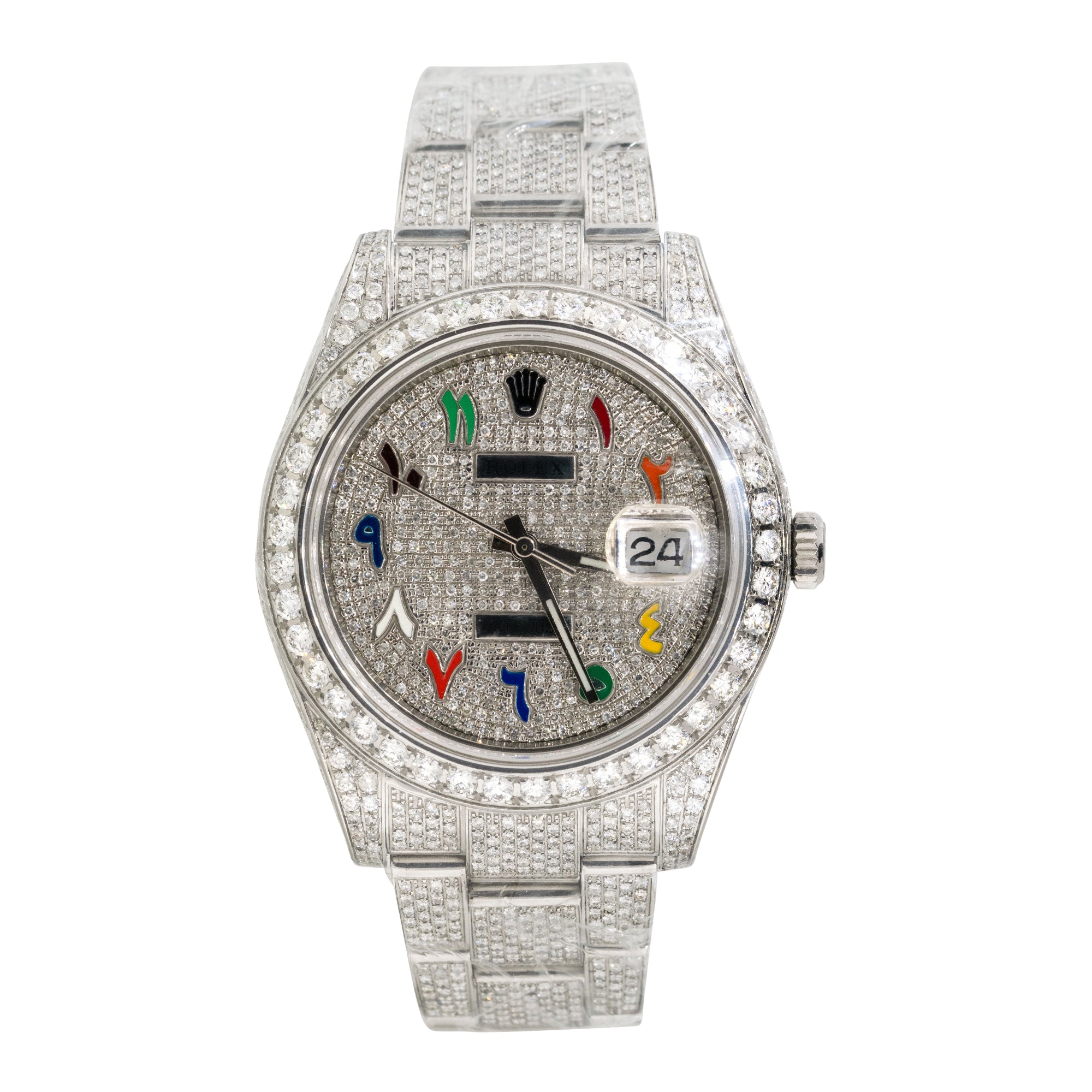 Rolex 116300 Datejust II 41mm All Diamond Tutti Fruity Arabic Dial Watch