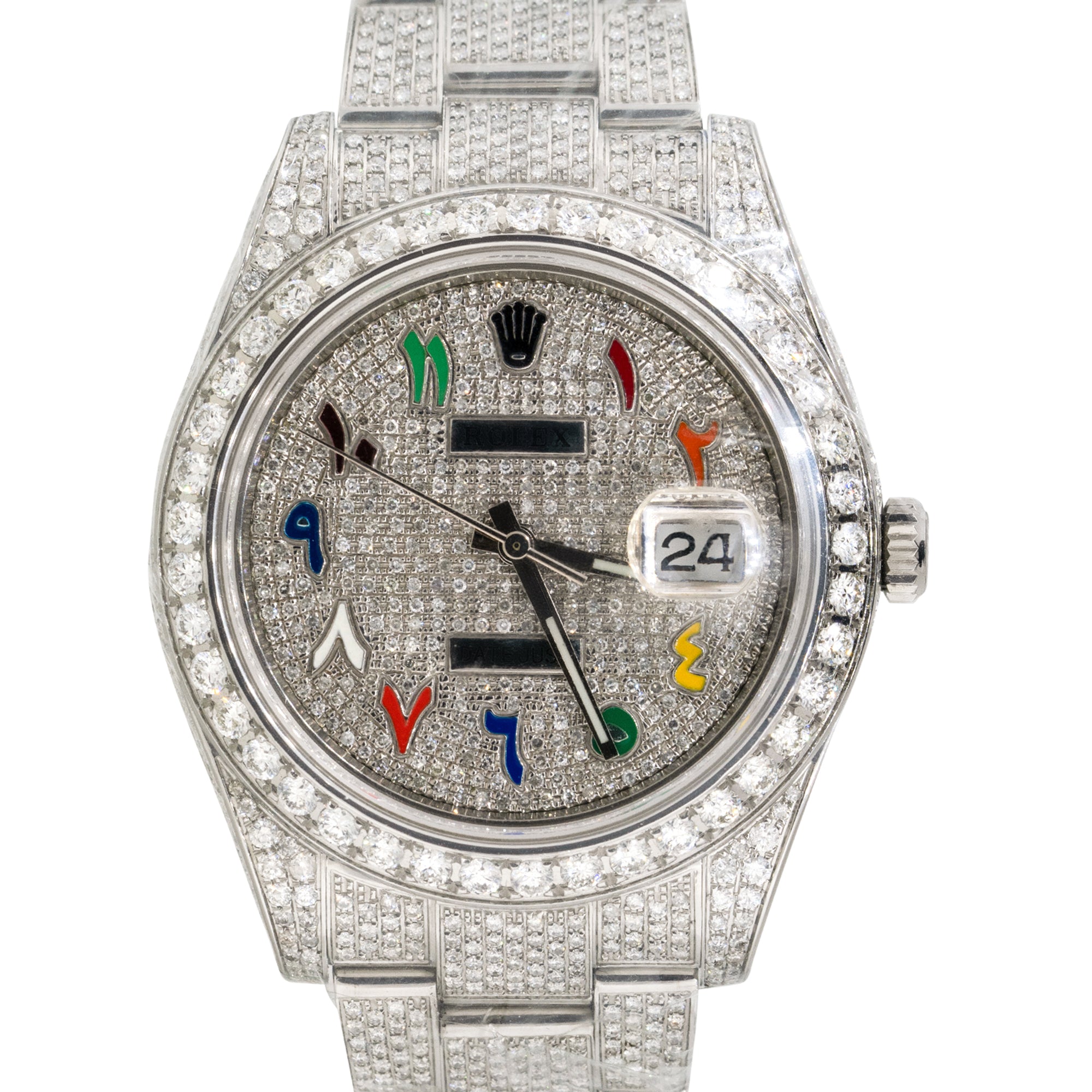Rolex 116300 Datejust II 41mm All Diamond Tutti Fruity Arabic Dial Watch