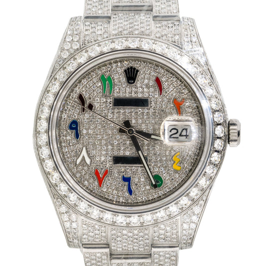 Rolex 116300 Datejust II 41mm All Diamond Tutti Fruity Arabic Dial Watch